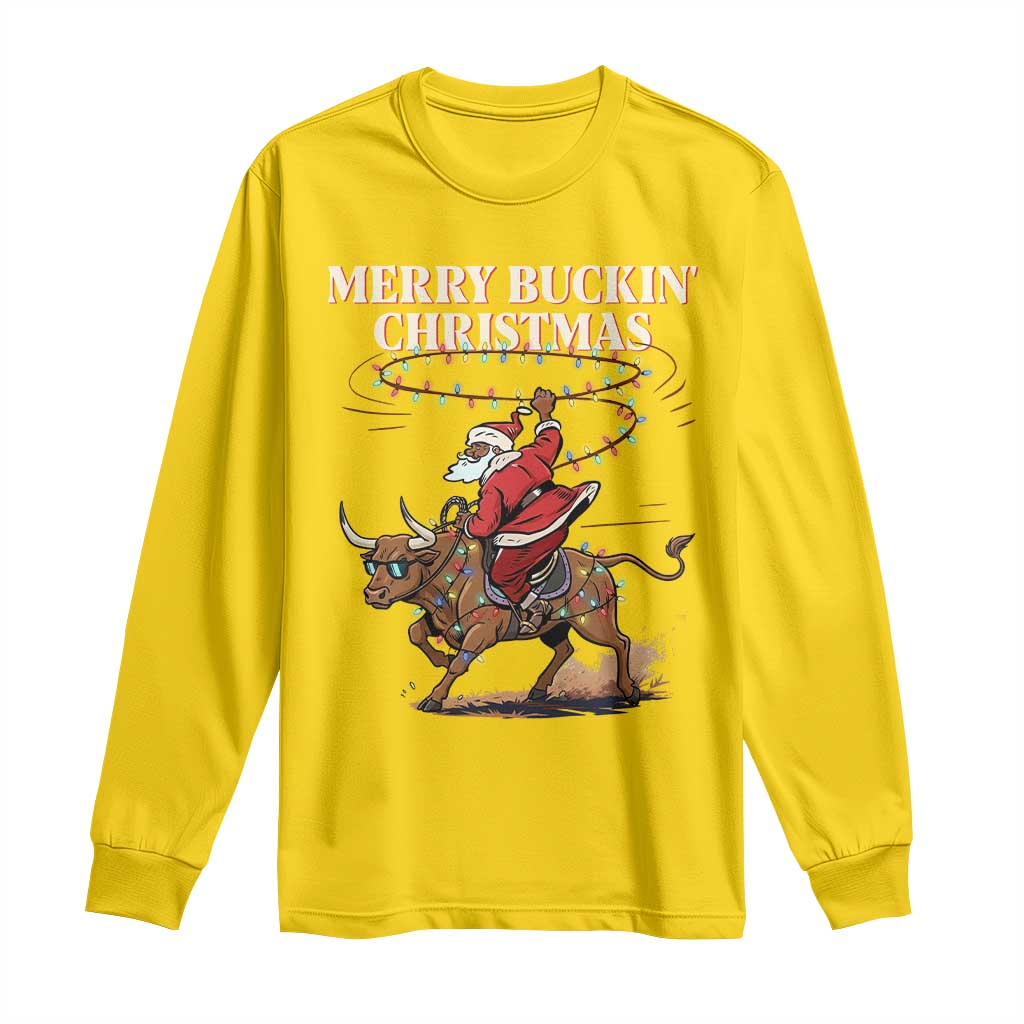 Merry Buckin Christmas Long Sleeve Shirt Black Santa Western Rodeo Gift TS12 Daisy Print Your Wear