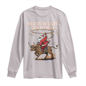 Merry Buckin Christmas Long Sleeve Shirt Black Santa Western Rodeo Gift TS12 Ice Gray Print Your Wear