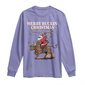 Merry Buckin Christmas Long Sleeve Shirt Black Santa Western Rodeo Gift TS12 Violet Print Your Wear