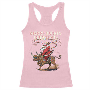 Merry Buckin Christmas Racerback Tank Top Black Santa Western Rodeo Gift TS12 Light Pink Print Your Wear