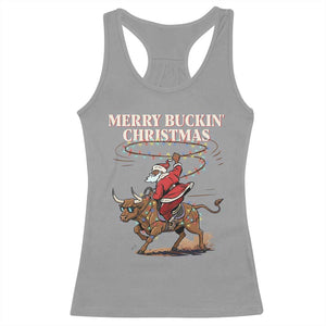 Merry Buckin Christmas Racerback Tank Top Black Santa Western Rodeo Gift TS12 Sport Gray Print Your Wear