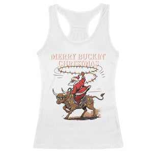 Merry Buckin Christmas Racerback Tank Top Black Santa Western Rodeo Gift TS12 White Print Your Wear
