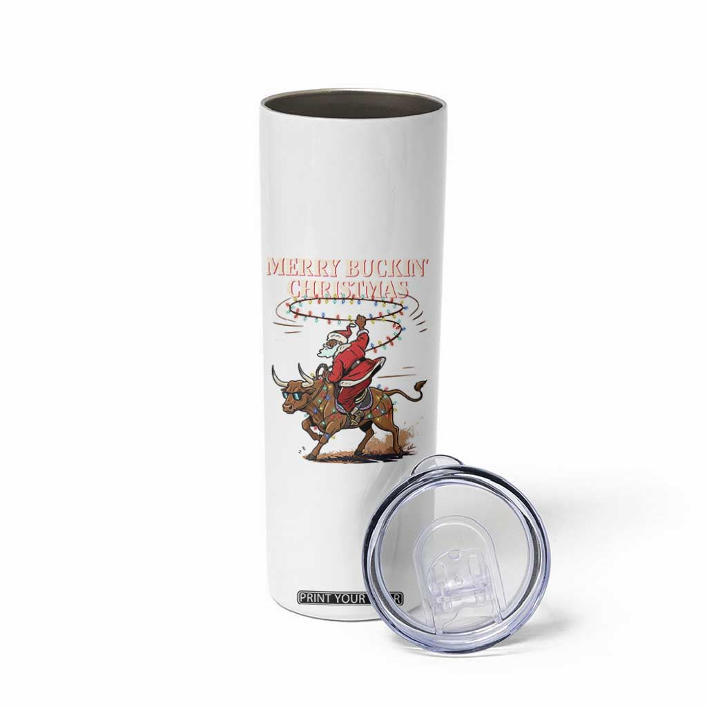 Merry Buckin Christmas Skinny Tumbler Black Santa Western Rodeo Gift TS12 Print Your Wear