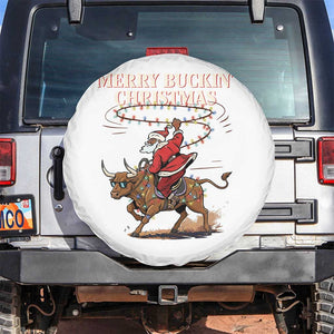 Merry Buckin Christmas Spare Tire Cover Black Santa Western Rodeo Gift TS12 No hole White Print Your Wear