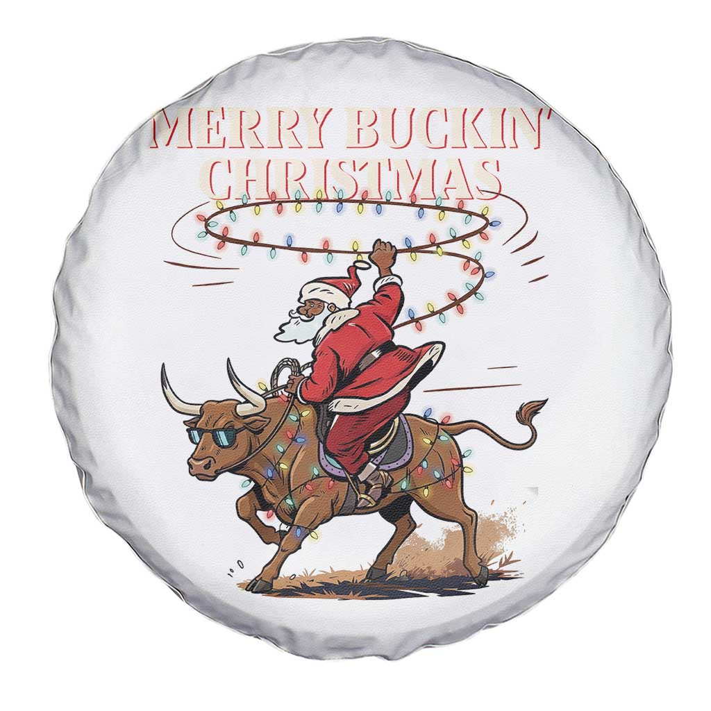 Merry Buckin Christmas Spare Tire Cover Black Santa Western Rodeo Gift TS12 Print Your Wear