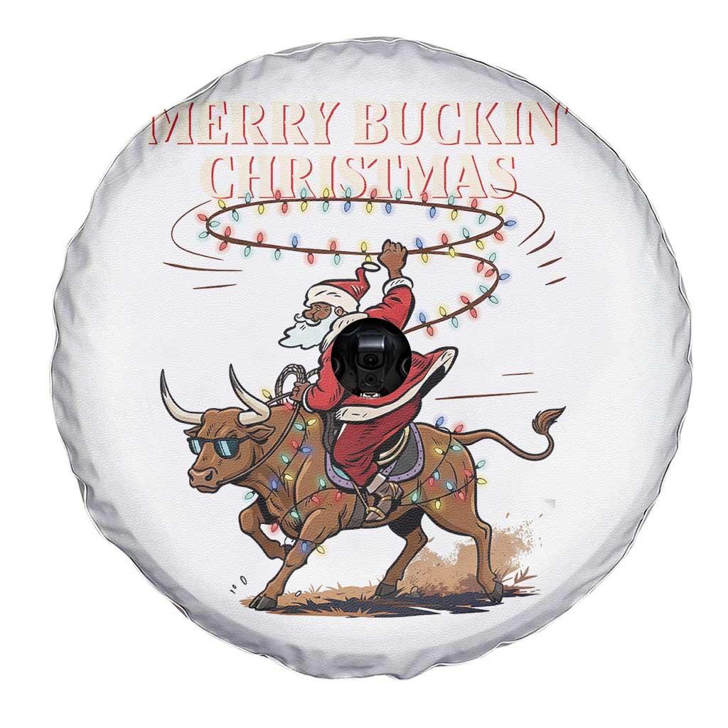 Merry Buckin Christmas Spare Tire Cover Black Santa Western Rodeo Gift TS12 Print Your Wear