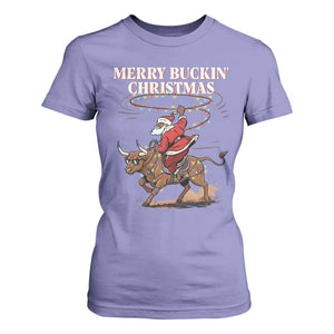 Merry Buckin Christmas T Shirt For Women Black Santa Western Rodeo Gift TS12 Violet Print Your Wear