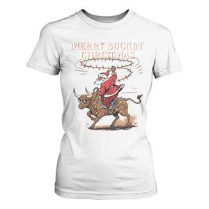 Merry Buckin Christmas T Shirt For Women Black Santa Western Rodeo Gift TS12 White Print Your Wear