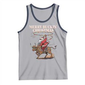 Merry Buckin Christmas Tank Top Black Santa Western Rodeo Gift TS12 Athletic Heather Navy Print Your Wear