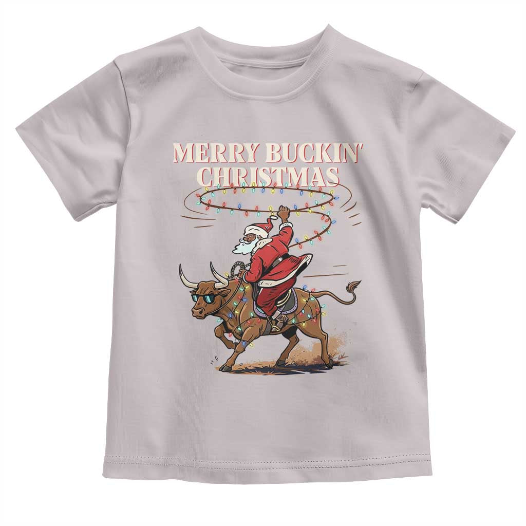 Merry Buckin Christmas Toddler T Shirt Black Santa Western Rodeo Gift TS12 Ice Gray Print Your Wear
