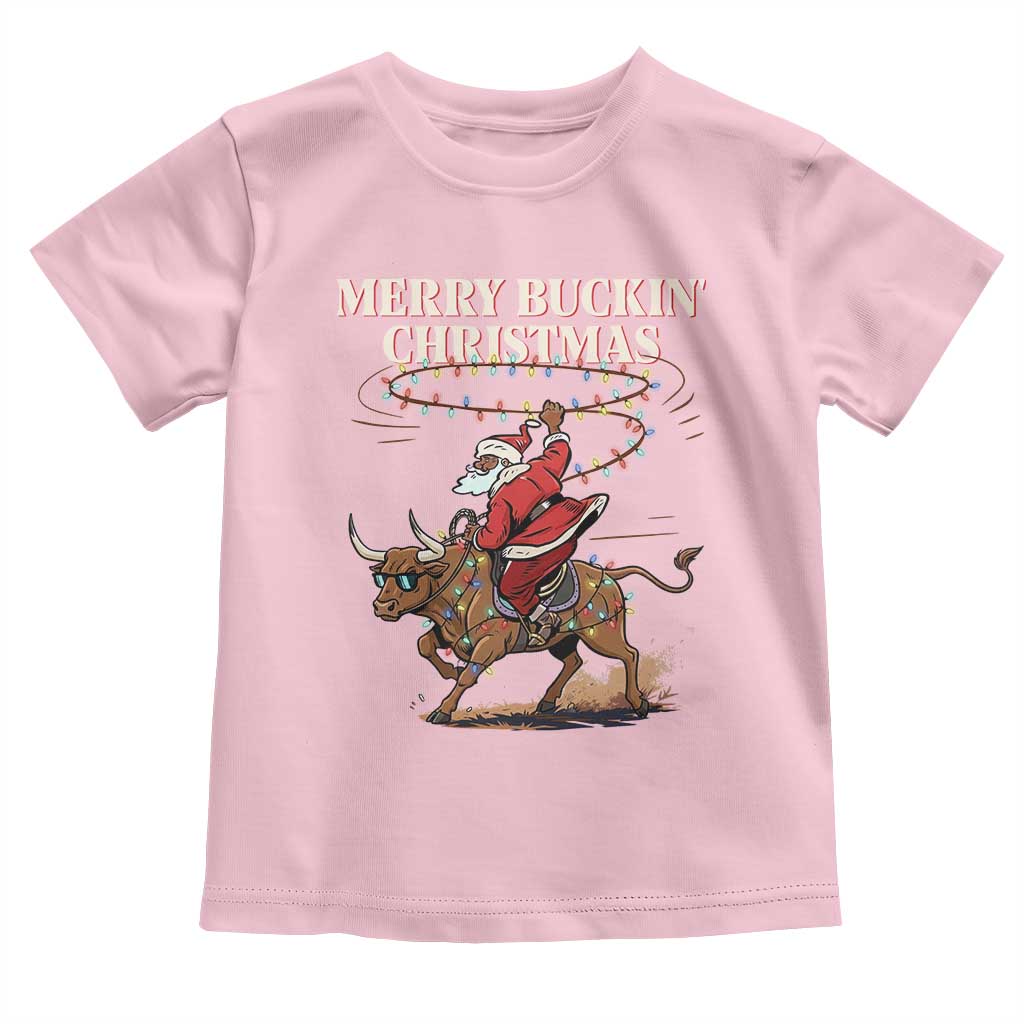 Merry Buckin Christmas Toddler T Shirt Black Santa Western Rodeo Gift TS12 Light Pink Print Your Wear