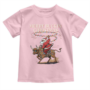 Merry Buckin Christmas Toddler T Shirt Black Santa Western Rodeo Gift TS12 Light Pink Print Your Wear