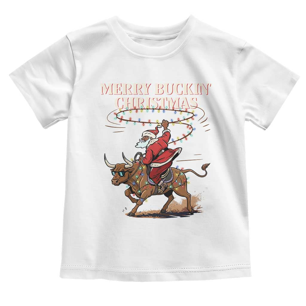 Merry Buckin Christmas Toddler T Shirt Black Santa Western Rodeo Gift TS12 White Print Your Wear