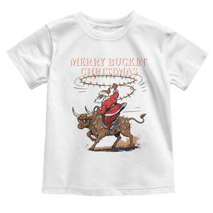 Merry Buckin Christmas Toddler T Shirt Black Santa Western Rodeo Gift TS12 White Print Your Wear