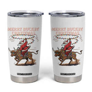 Merry Buckin Christmas Tumbler Cup Black Santa Western Rodeo Gift TS12 White Print Your Wear