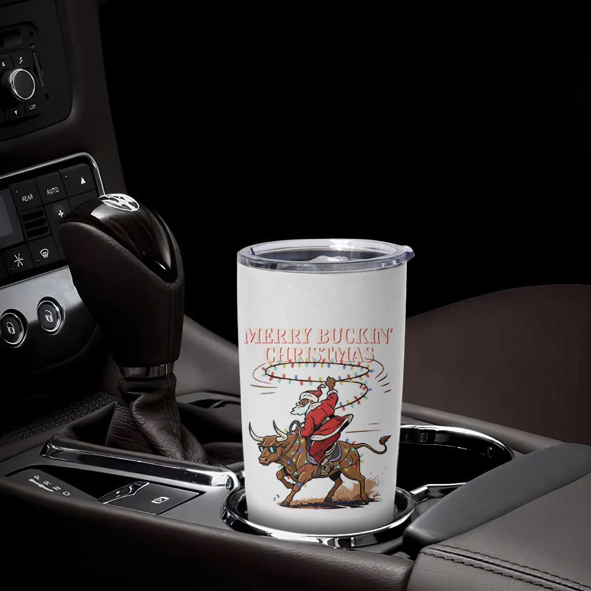 Merry Buckin Christmas Tumbler Cup Black Santa Western Rodeo Gift TS12 Print Your Wear