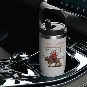 Merry Buckin Christmas Flip Straw Tumbler Black Santa Western Rodeo Gift TS12 Print Your Wear
