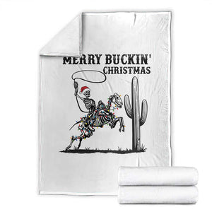 Merry Buckin Christmas Throw Blanket Funny Skeleton Santa Horse Rider TS12 White Print Your Wear