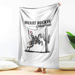 Merry Buckin Christmas Throw Blanket Funny Skeleton Santa Horse Rider TS12 Print Your Wear