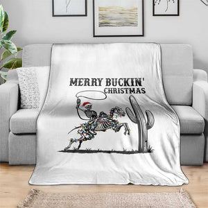 Merry Buckin Christmas Throw Blanket Funny Skeleton Santa Horse Rider TS12 Print Your Wear