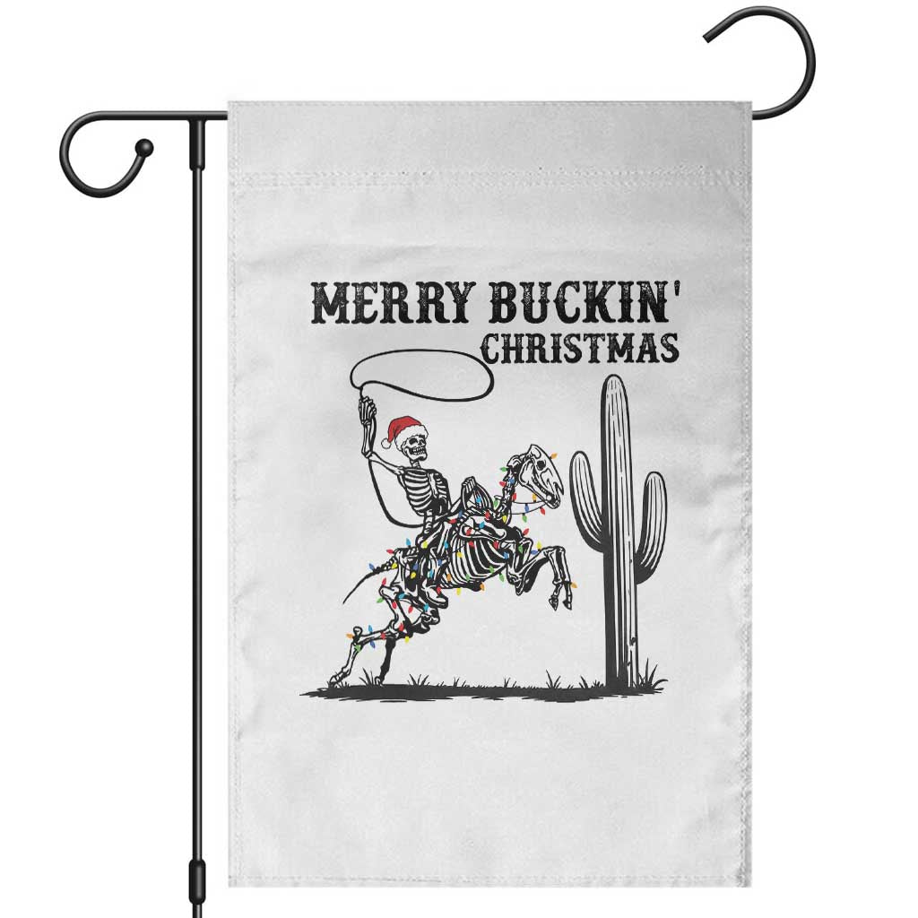 Merry Buckin Christmas Garden Flag Funny Skeleton Santa Horse Rider TS12 White Print Your Wear