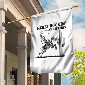 Merry Buckin Christmas Garden Flag Funny Skeleton Santa Horse Rider TS12 Print Your Wear