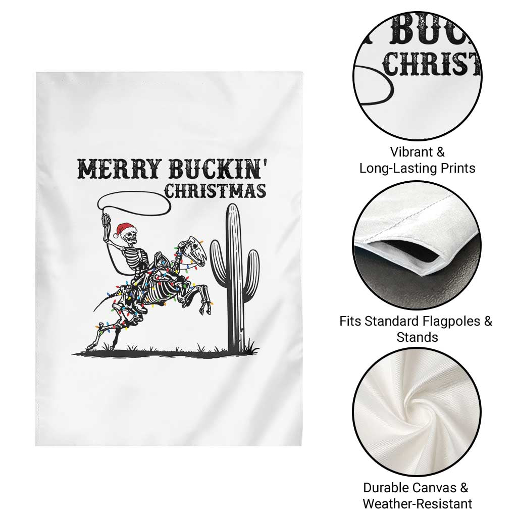 Merry Buckin Christmas Garden Flag Funny Skeleton Santa Horse Rider TS12 Print Your Wear