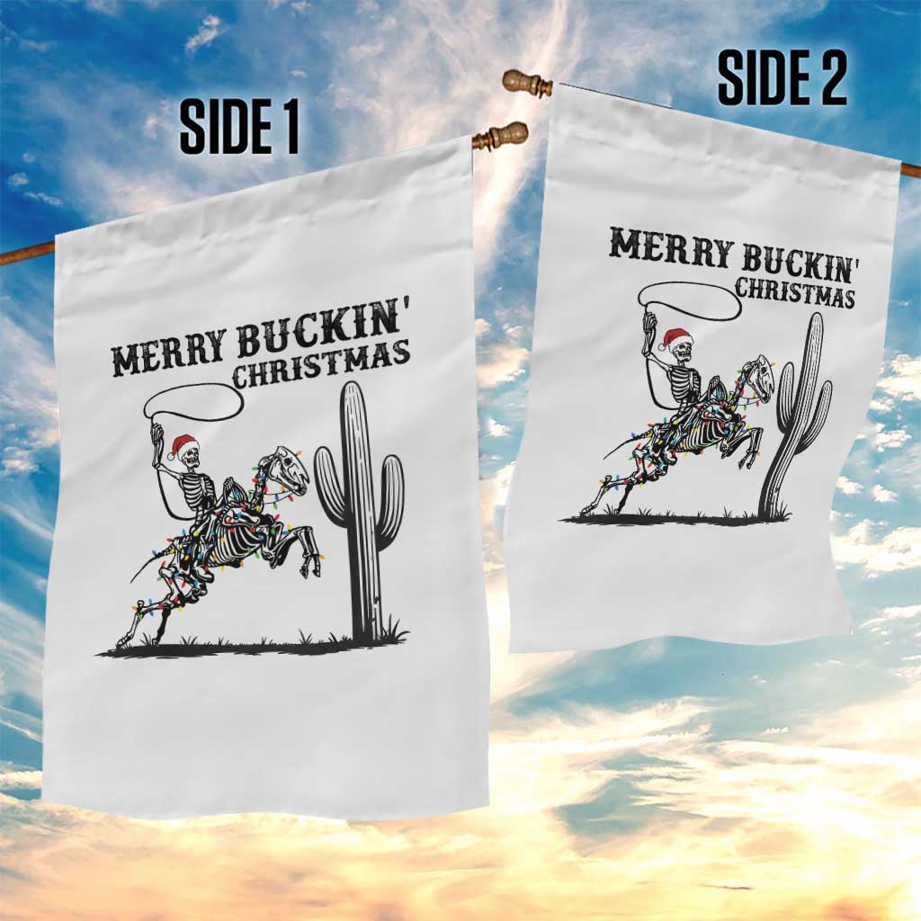 Merry Buckin Christmas Garden Flag Funny Skeleton Santa Horse Rider TS12 Print Your Wear
