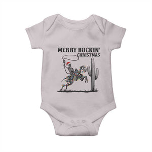 Merry Buckin Christmas Baby Onesie Funny Skeleton Santa Horse Rider TS12 Ice Gray Print Your Wear