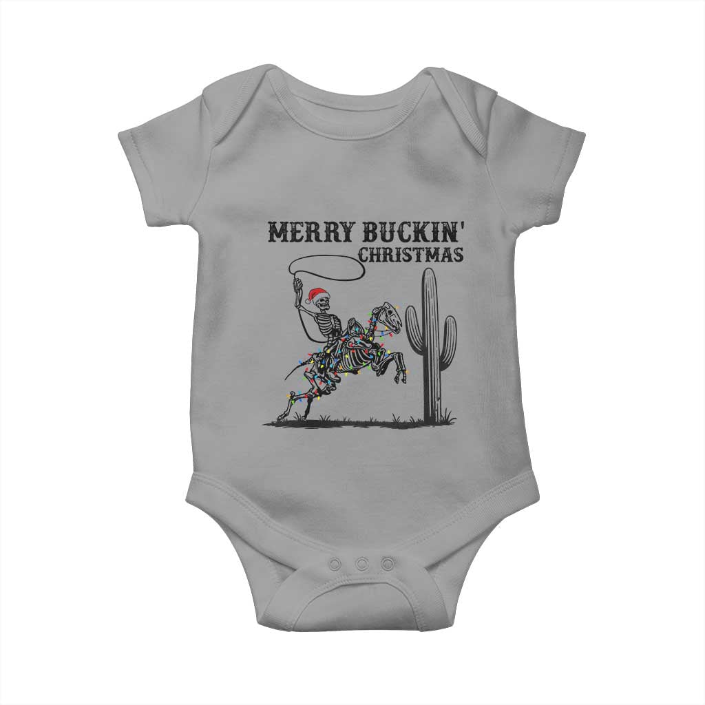 Merry Buckin Christmas Baby Onesie Funny Skeleton Santa Horse Rider TS12 Sport Gray Print Your Wear