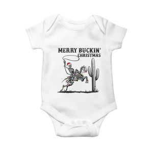Merry Buckin Christmas Baby Onesie Funny Skeleton Santa Horse Rider TS12 White Print Your Wear