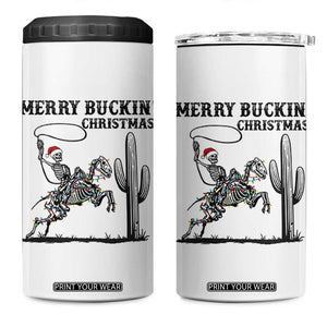 Merry Buckin Christmas 4 in 1 Can Cooler Tumbler Funny Skeleton Santa Horse Rider TS12 One Size: 16 oz White Print Your Wear