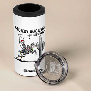 Merry Buckin Christmas 4 in 1 Can Cooler Tumbler Funny Skeleton Santa Horse Rider TS12 Print Your Wear