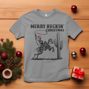 Merry Buckin Christmas T Shirt Funny Skeleton Santa Horse Rider TS12 Sport Gray Print Your Wear