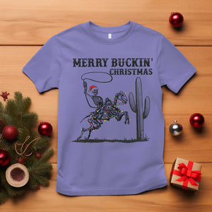 Merry Buckin Christmas T Shirt Funny Skeleton Santa Horse Rider TS12 Violet Print Your Wear