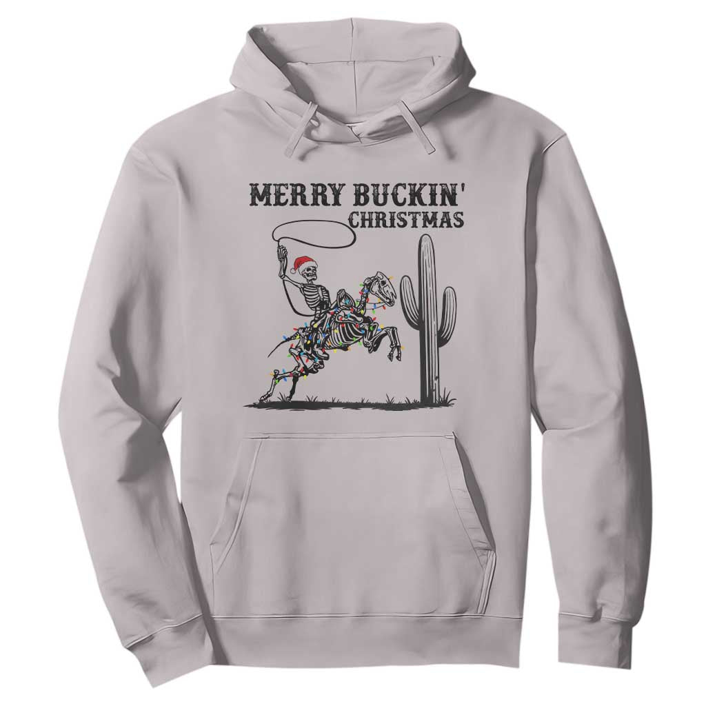 Merry Buckin Christmas Hoodie Funny Skeleton Santa Horse Rider TS12 Ice Gray Print Your Wear