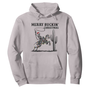 Merry Buckin Christmas Hoodie Funny Skeleton Santa Horse Rider TS12 Ice Gray Print Your Wear