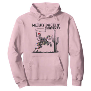 Merry Buckin Christmas Hoodie Funny Skeleton Santa Horse Rider TS12 Light Pink Print Your Wear
