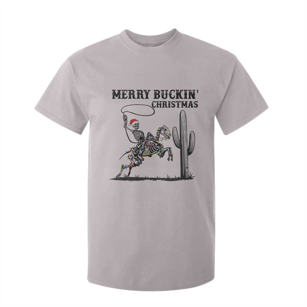 Merry Buckin Christmas T Shirt For Kid Funny Skeleton Santa Horse Rider TS12 Ice Gray Print Your Wear