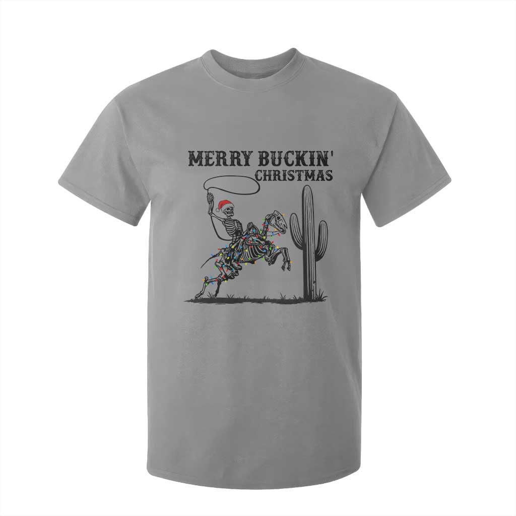Merry Buckin Christmas T Shirt For Kid Funny Skeleton Santa Horse Rider TS12 Sport Gray Print Your Wear