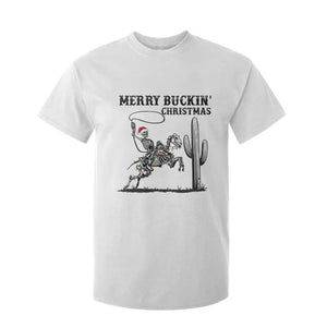 Merry Buckin Christmas T Shirt For Kid Funny Skeleton Santa Horse Rider TS12 White Print Your Wear