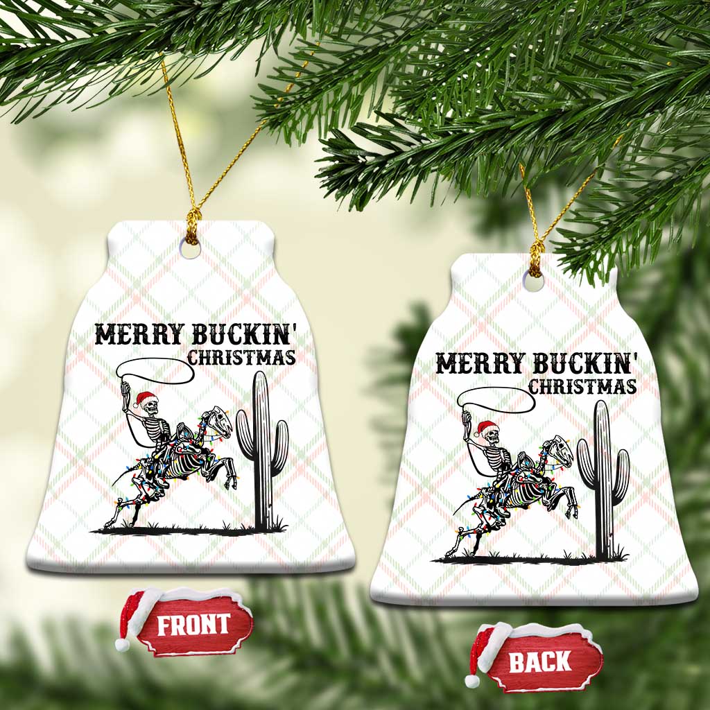 Merry Buckin Christmas Ceramic Ornament Funny Skeleton Santa Horse Rider TS12 Print Your Wear