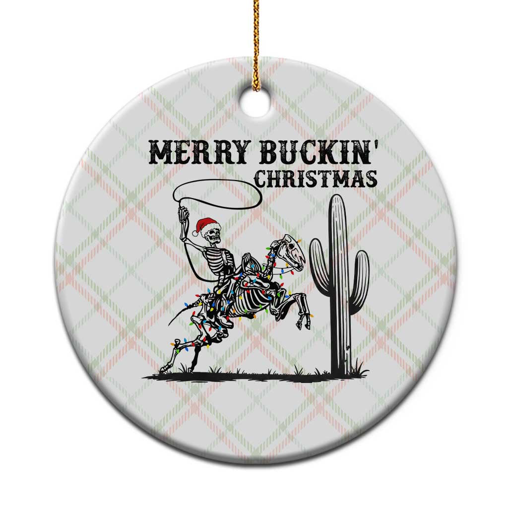 Merry Buckin Christmas Ceramic Ornament Funny Skeleton Santa Horse Rider TS12 1pc Christmas Plaid Print Your Wear