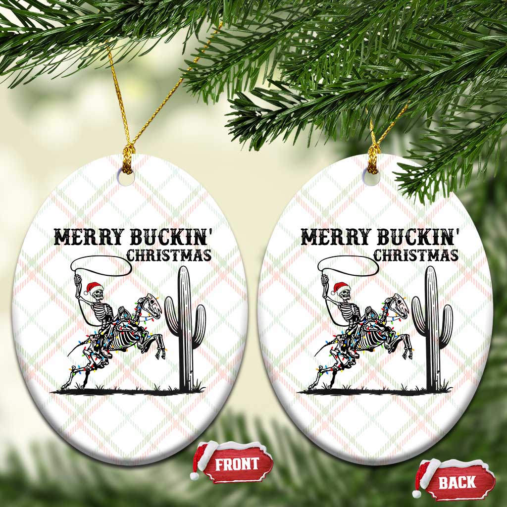 Merry Buckin Christmas Ceramic Ornament Funny Skeleton Santa Horse Rider TS12 Print Your Wear