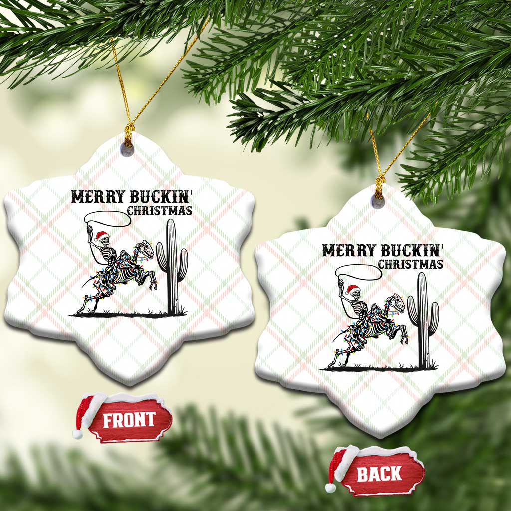 Merry Buckin Christmas Ceramic Ornament Funny Skeleton Santa Horse Rider TS12 Print Your Wear