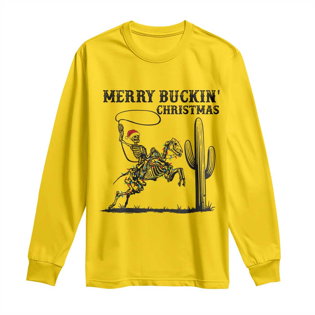Merry Buckin Christmas Long Sleeve Shirt Funny Skeleton Santa Horse Rider TS12 Daisy Print Your Wear