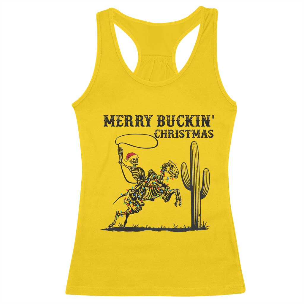 Merry Buckin Christmas Racerback Tank Top Funny Skeleton Santa Horse Rider TS12 Daisy Print Your Wear