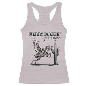 Merry Buckin Christmas Racerback Tank Top Funny Skeleton Santa Horse Rider TS12 Ice Gray Print Your Wear