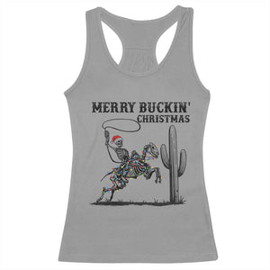 Merry Buckin Christmas Racerback Tank Top Funny Skeleton Santa Horse Rider TS12 Sport Gray Print Your Wear