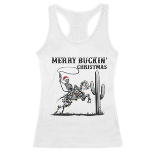 Merry Buckin Christmas Racerback Tank Top Funny Skeleton Santa Horse Rider TS12 White Print Your Wear
